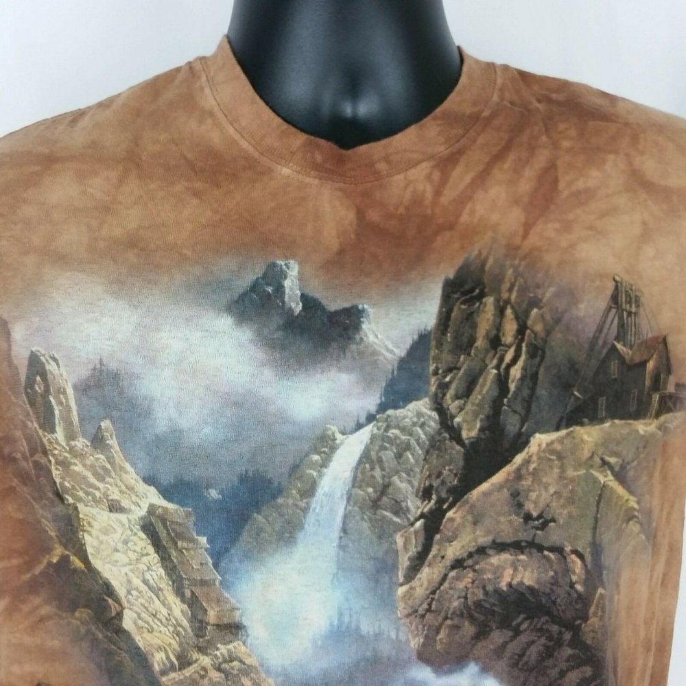 California State Train Museum Mens Med Tee Shirt The Mountain Tie Dye Brown